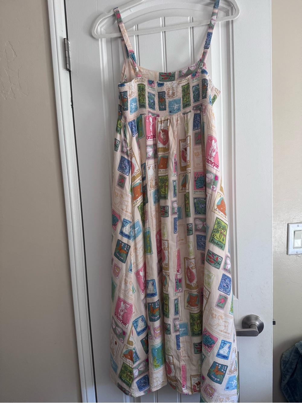 Womens Whimsical stamp Light Pink Print maxi Sundress - Picture 2 of 10